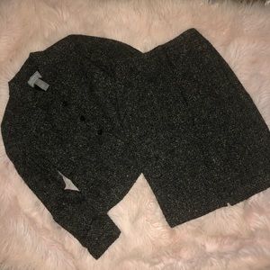 Liz Claiborne Gray Marled Tweed Skirt Suit Size 2 4